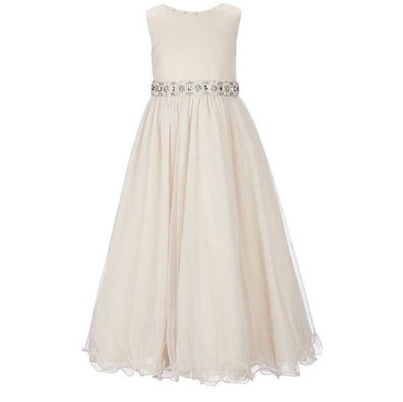 Chantilly Place Big Girls 14 Beaded-Waist Wire-Hem Long Dress wedding  dress - Picture 3 of 16